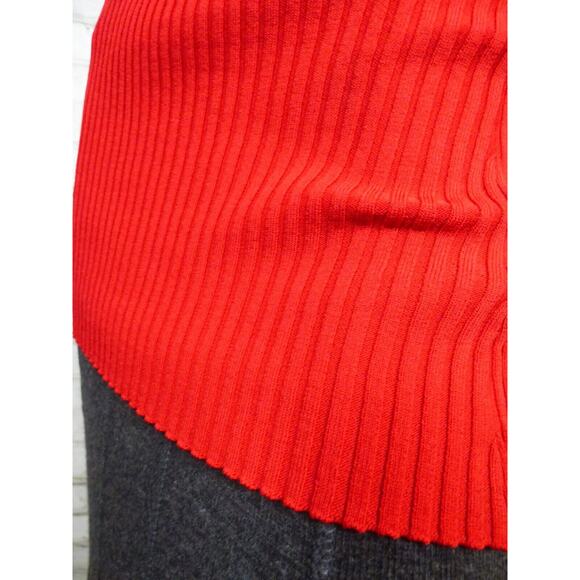 $198 MLM Label Red Ribbed Long Bell Sleeve Off Shoulder Indiana Sweater M NWT - Picture 8 of 11